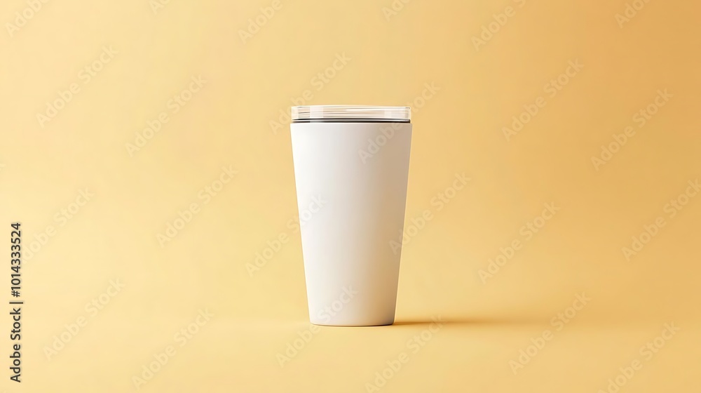 White Tumbler Mockup on Yellow Background White Tumbler Mockup on Yellow Background