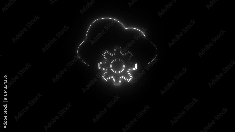 Cloud setting icon animation with neon light. 4k video. Cloud setting icon animation with neon light. 4k video.