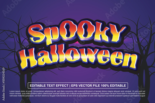 A spooky Halloween themed design vector text effect template. Bold typography, combined with spooky colors and shadow effects, creates a chilling yet festive 