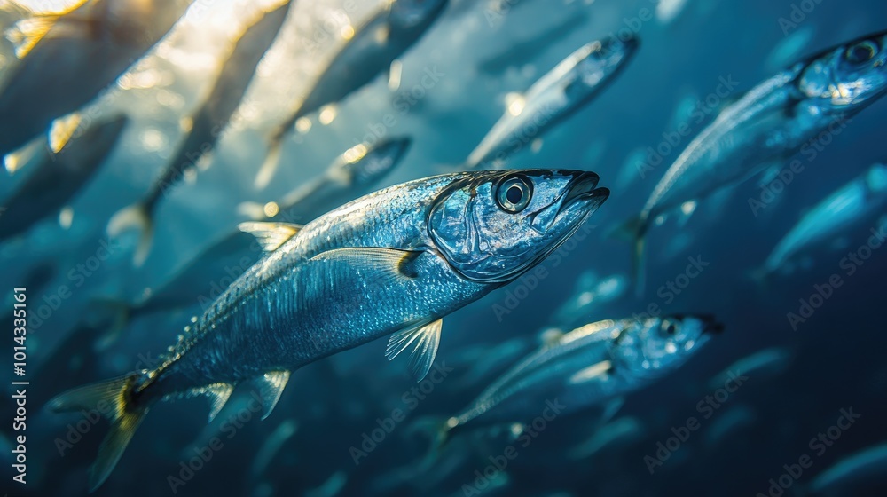 Fototapeta premium School of fish swimming through vibrant coral reef