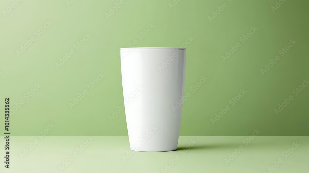 White Tall Cup on Green Background White Tall Cup on Green Background