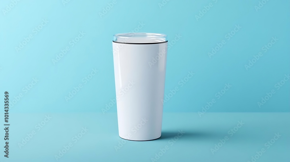 White Tumbler Mockup on Blue Background White Tumbler Mockup on Blue Background
