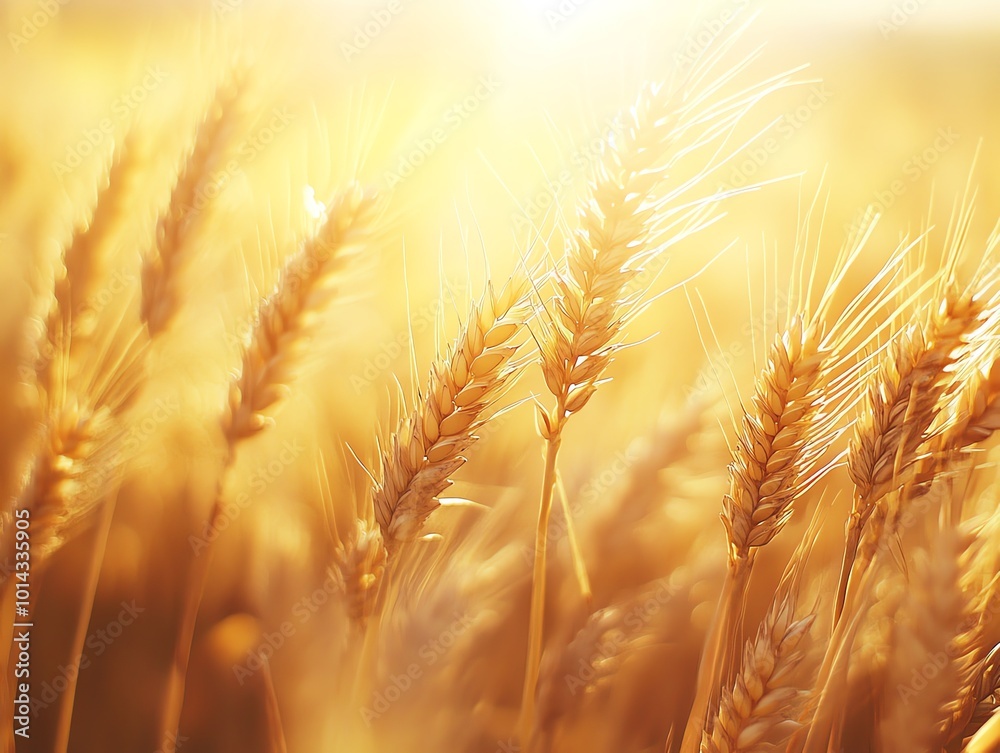 Close up of wheat stalks illuminated by the sun. Close up of wheat stalks illuminated by the sun.