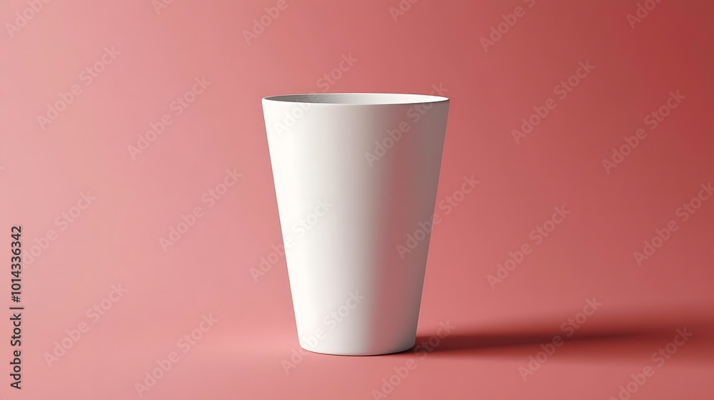 White Disposable Cup Mockup on Red Background