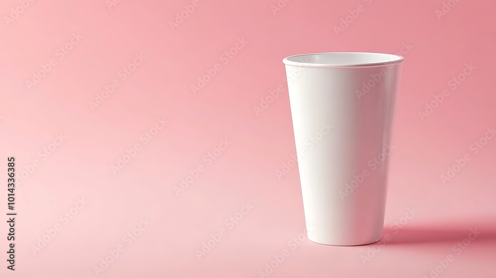 White Disposable Cup on Pink Background White Disposable Cup on Pink Background