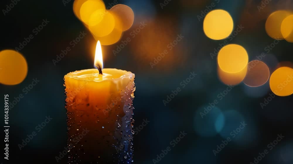 A festive candle on the background of a side. A festive candle on the background of a side.