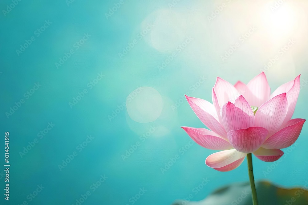 Pink lotus flower on serene water background Pink lotus flower on serene water background