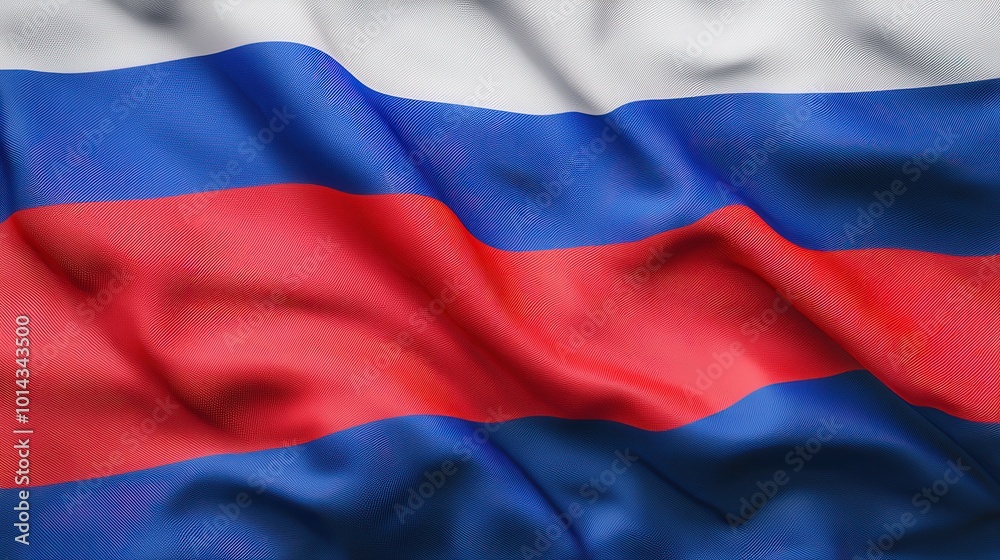 Naklejka premium Waving Russian Flag Close Up National Symbol Patriotic Texture Fabric 4K