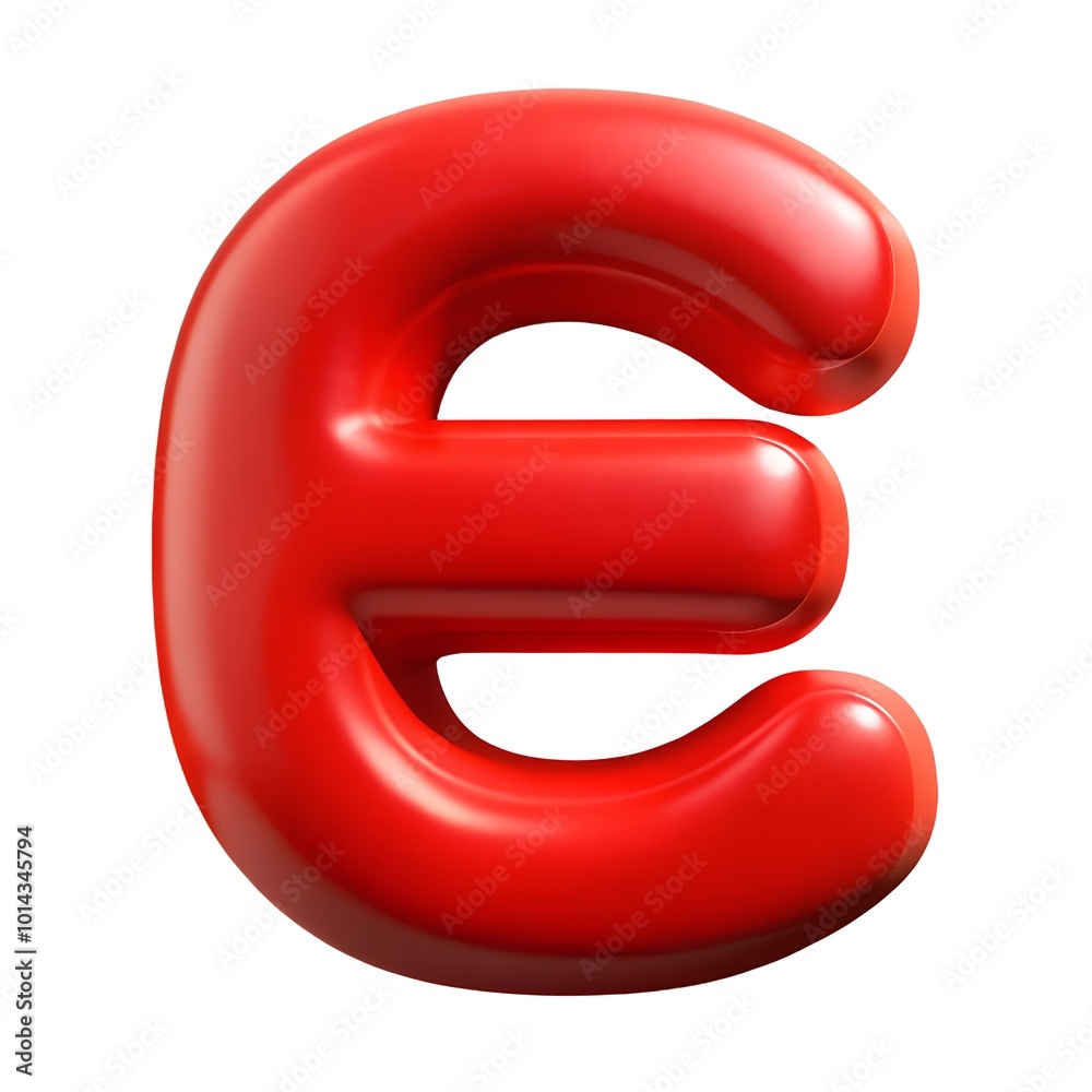 Red letter E balloon 3D render icon isolated on white background Red letter E balloon 3D render icon isolated on white background