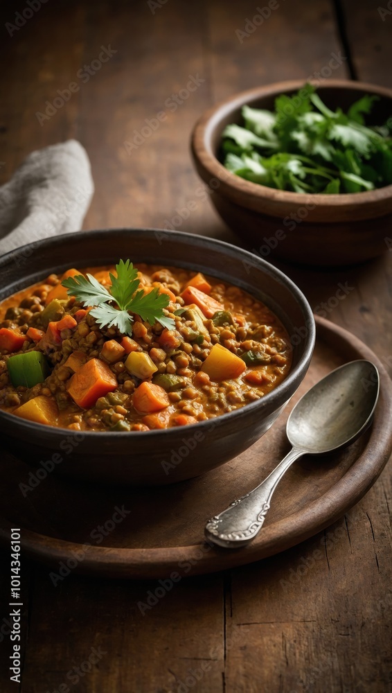 Close-up of Indian dal or lentil soup with roasted carrots, served in bowl Close-up of Indian dal or lentil soup with roasted carrots, served in bowl