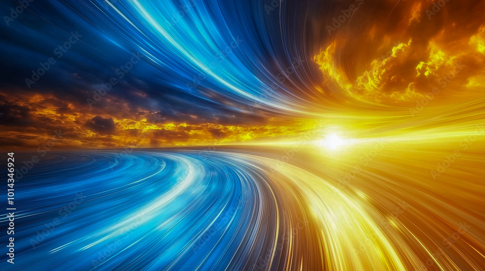 Abstract glowing blue and orange ribbons of light Abstract glowing blue and orange ribbons of light