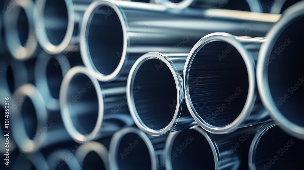 a stack of stainless steel pipes - industrial background a stack of stainless steel pipes - industrial background