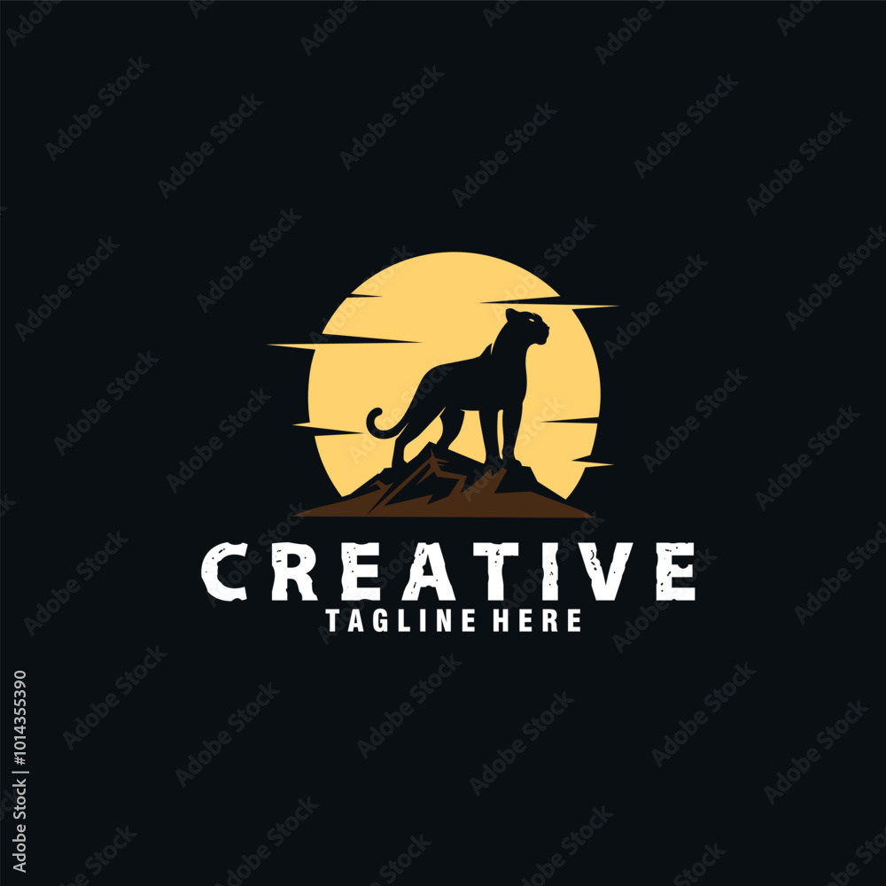 Obraz premium Jaguar Puma Lion Panther silhouette logo design Vector Template
