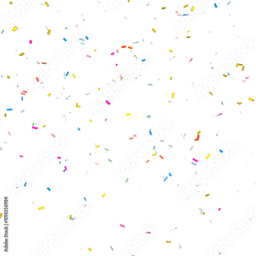 Bright and colorful confetti scattered against a transparent background, perfect for adding a festive touch to party invitations, celebration graphics, and event designs.