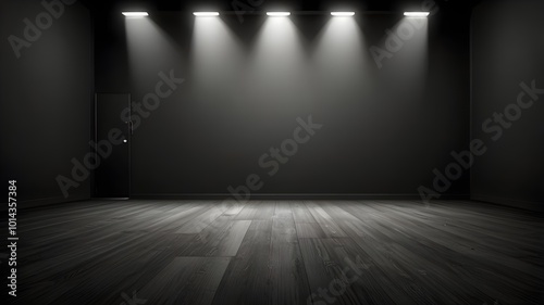 perspective floor backdrop black room studio with gray gradient spotlight backdrop background for display your product or artwork Generative AI