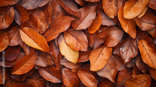 Brown plant leaves in autumn season, brown background