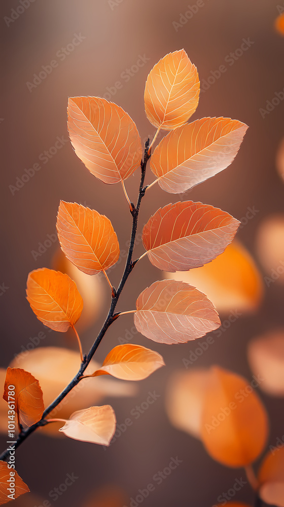 Brown plant leaves in autumn season, brown background Brown plant leaves in autumn season, brown background