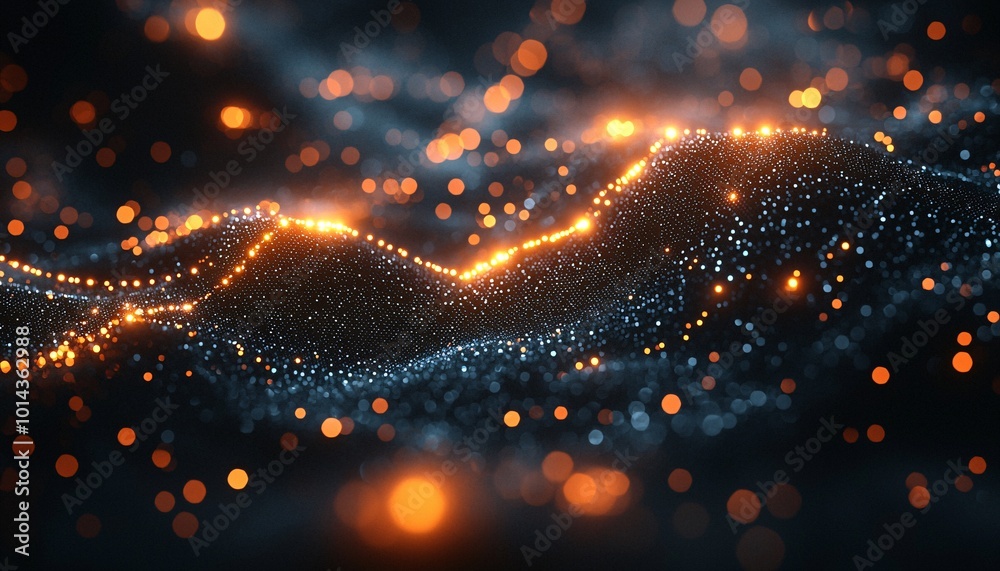 Fototapeta premium Illuminated Blockchain Network in Abstract 3D Design on Dark Background for High-Tech Concept