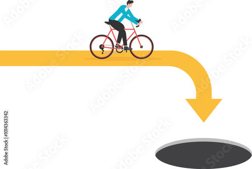 Falling into a trap or dark cave, a mistake in business or profession leading to fatal consequences, a trap or scam,

