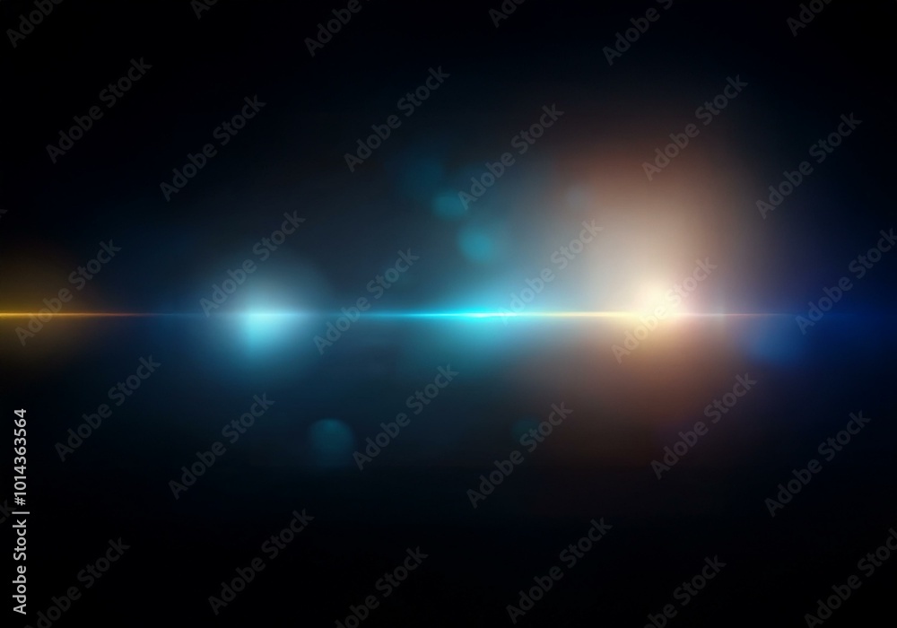 A horizontal line of light shines across a dark background. The light is a mix of blue and yellow. A horizontal line of light shines across a dark background. The light is a mix of blue and yellow.