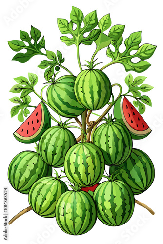 watermelon vector illustration - vector illustration of watermelon isolated on white, watermelon vector art