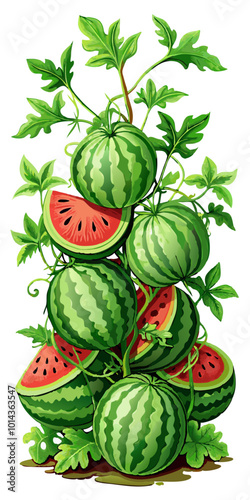 watermelon vector illustration - vector illustration of watermelon isolated on white, watermelon vector art