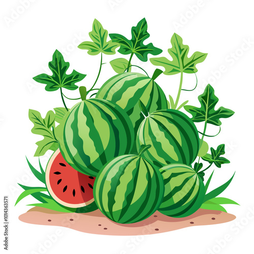 watermelon vector illustration - vector illustration of watermelon isolated on white, watermelon vector art
