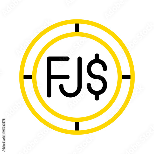 Fiji dollar currency icon. financial coin symbol with modern color outline style. editable stroke illustration.