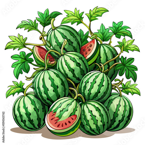 watermelon vector illustration - vector illustration of watermelon isolated on white, watermelon vector art