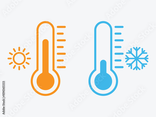 Thermometer vector icons. Thermometer with cold and hot symbol. Can use for web and mobile app. Vector illustration. Measurement Icon.