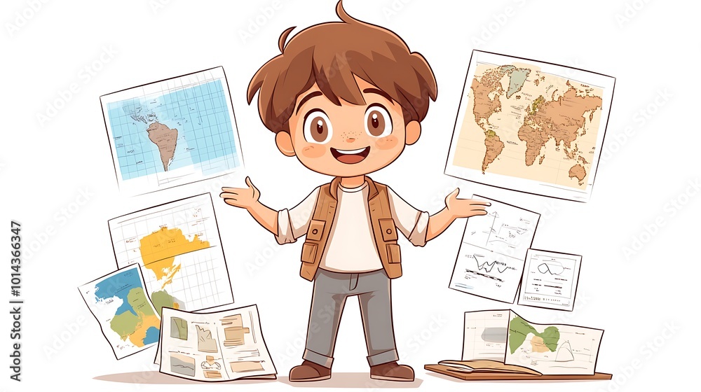 Cheerful Chibi Paleoclimatologist Explaining Concepts Cheerful Chibi Paleoclimatologist Explaining Concepts
