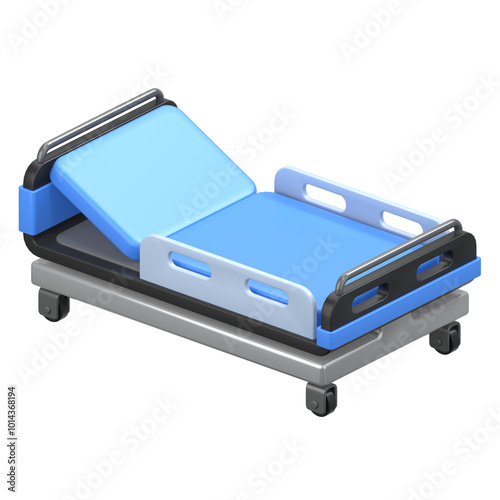 Patien Stretcher 3D Icon Illustration. Low Poly Style