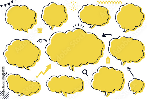 フキダシと矢印アイコン等のシンプル素材セット