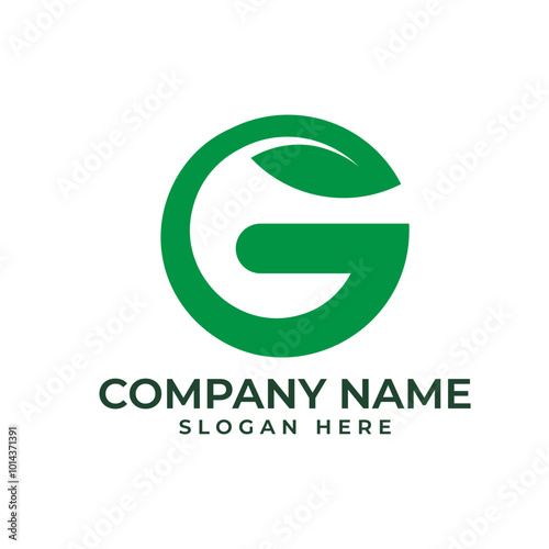 Letter G logomark with the leaf to signify the green earth and sustainability world in modern and minimalist style