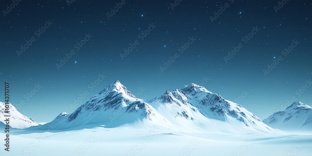 Snow-capped mountains under a starry night sky. Snow-capped mountains under a starry night sky.