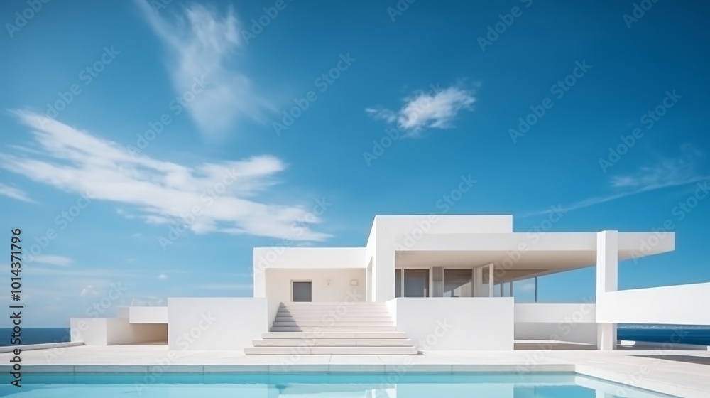 Contemporary minimalist architecture sleek structures with clean lines under a clear sky Contemporary minimalist architecture sleek structures with clean lines under a clear sky