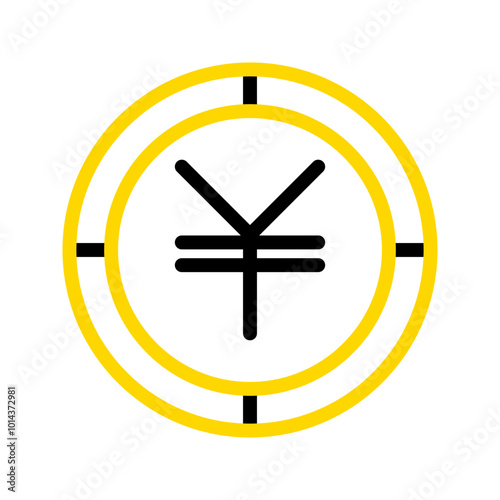 Japanese yen currency icon. financial coin symbol with modern color outline style. editable stroke illustration.