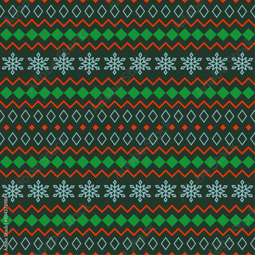 Christmas sweater seamless vector pattern, colorful design for textile print, wrapping paper, packaging, wallpaper.