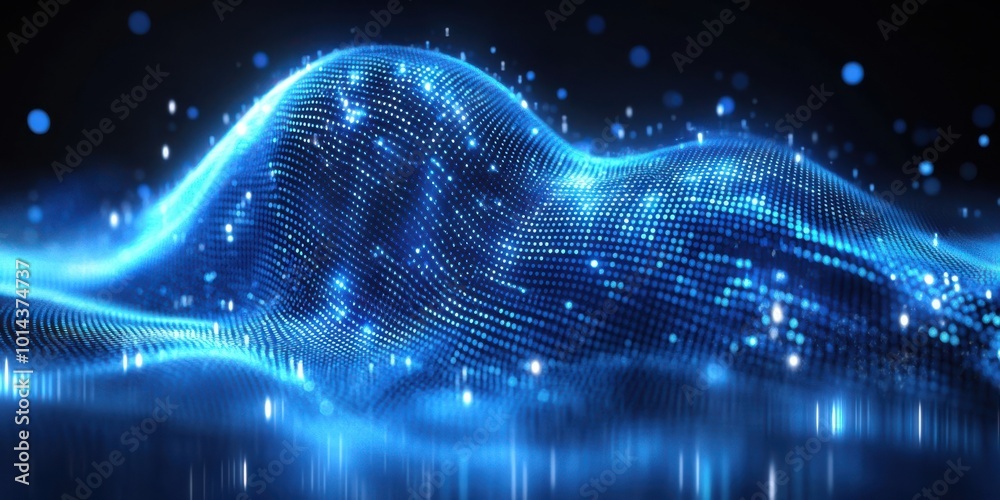 Abstract Blue Digital Wave of Glowing Particles Abstract Blue Digital Wave of Glowing Particles