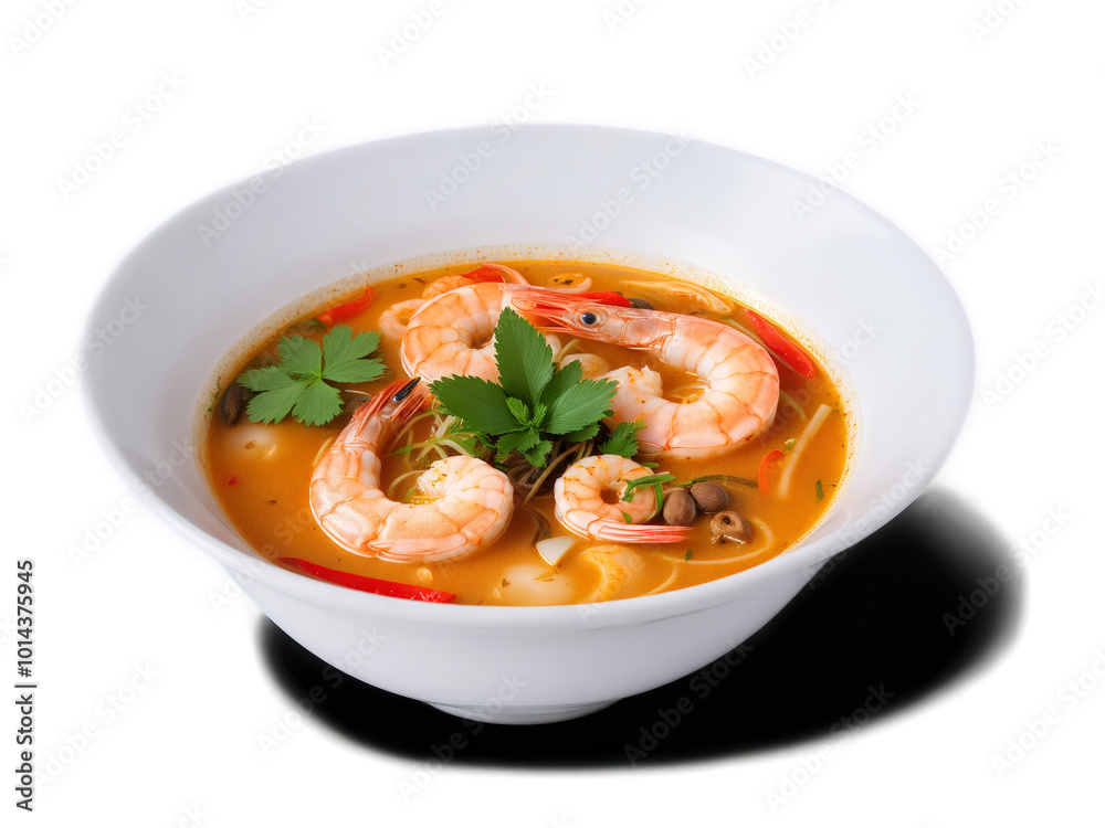 Tom Yum Goong fragrant hot and sour shrimp soup with lemongrass kaffir lime leaves Tom Yum Goong fragrant hot and sour shrimp soup with lemongrass kaffir lime leaves