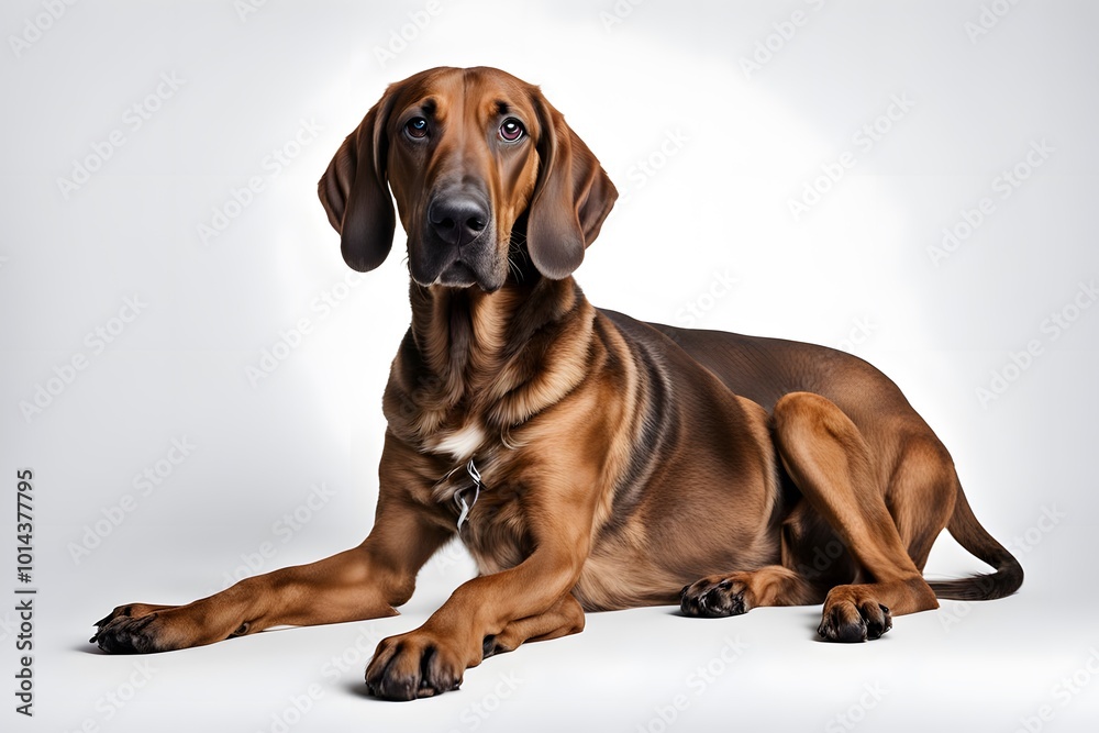 Bavarian mountain hound on white background, AI Generated Bavarian mountain hound on white background, AI Generated
