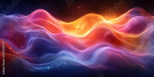 Abstract Cosmic Waves of Glowing Stardust in Vibrant Colors