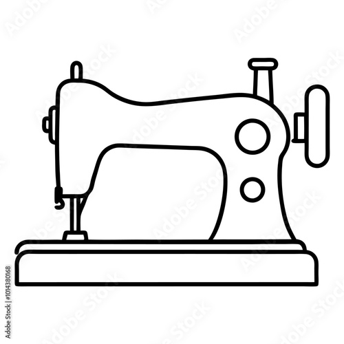 A traditional stitching machine wooden design icon silhouette vector illustration on white background.