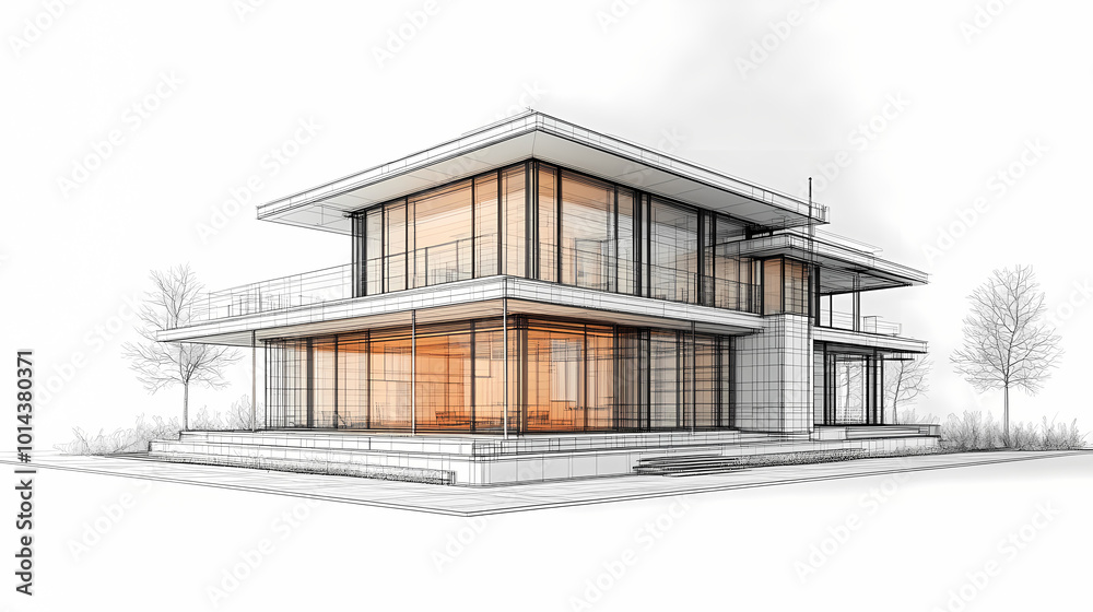 Continuous line simple house. One line illustration of housing,real estate,property. Single line vector illustration.