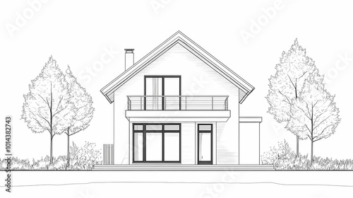 Continuous line simple house. One line illustration of housing,real estate,property. Single line vector illustration.