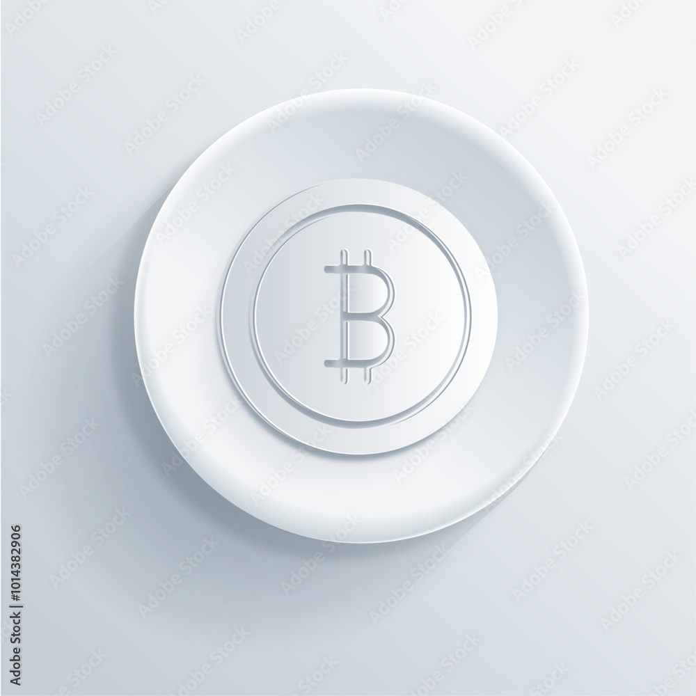 bitcoin white 3D icon button bitcoin white 3D icon button
