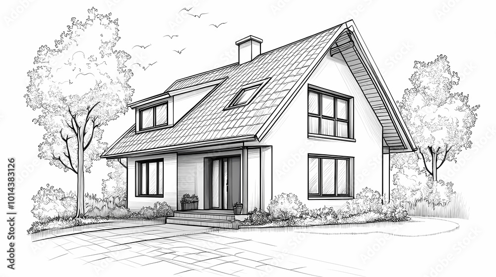 Continuous line simple house. One line illustration of housing,real estate,property. Single line vector illustration. Continuous line simple house. One line illustration of housing,real estate,property. Single line vector illustration.