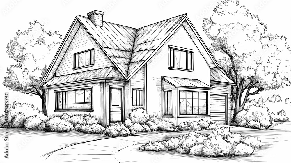 Continuous line simple house. One line illustration of housing,real estate,property. Single line vector illustration. Continuous line simple house. One line illustration of housing,real estate,property. Single line vector illustration.