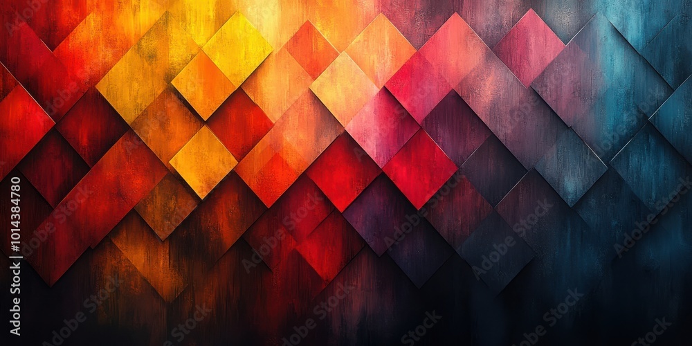 Fototapeta premium Abstract Geometric Pattern with Warm and Cool Tones in a Diagonal Arrangement