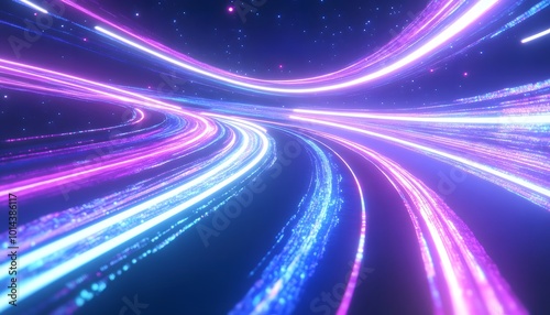 Vibrant Abstract Neon Light Trails Motion Background